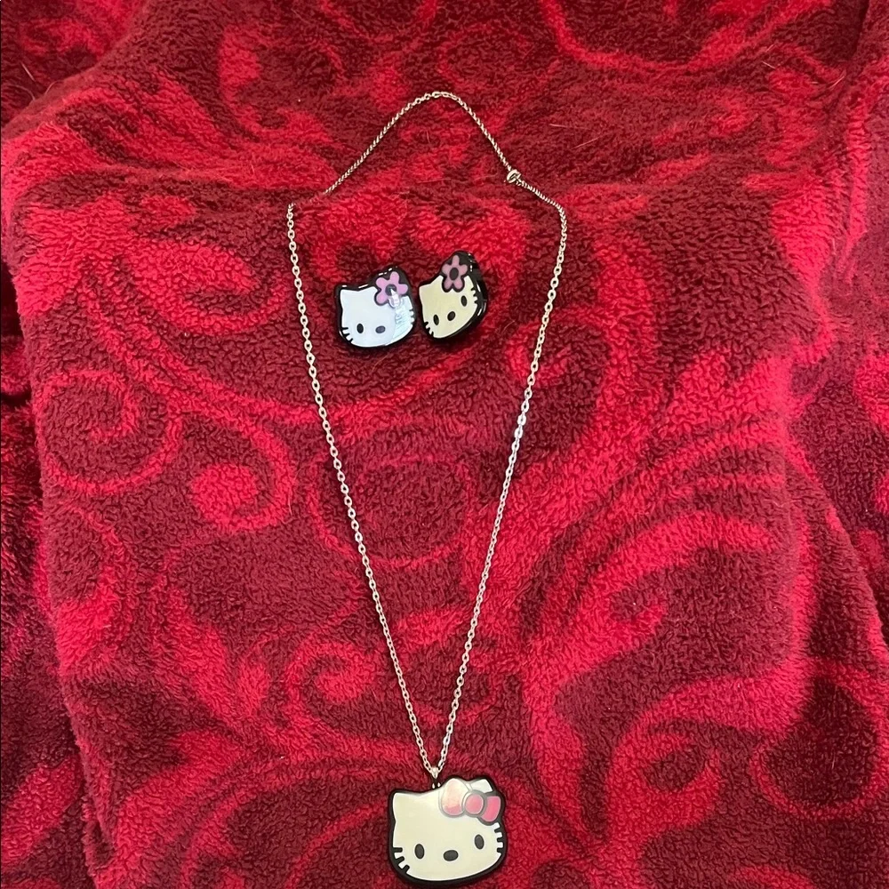Hello Kitty Necklace and Earrings Set